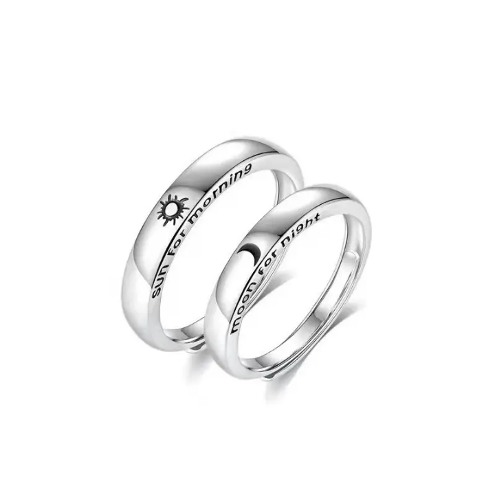 Moon and Sun Couple Promise Rings