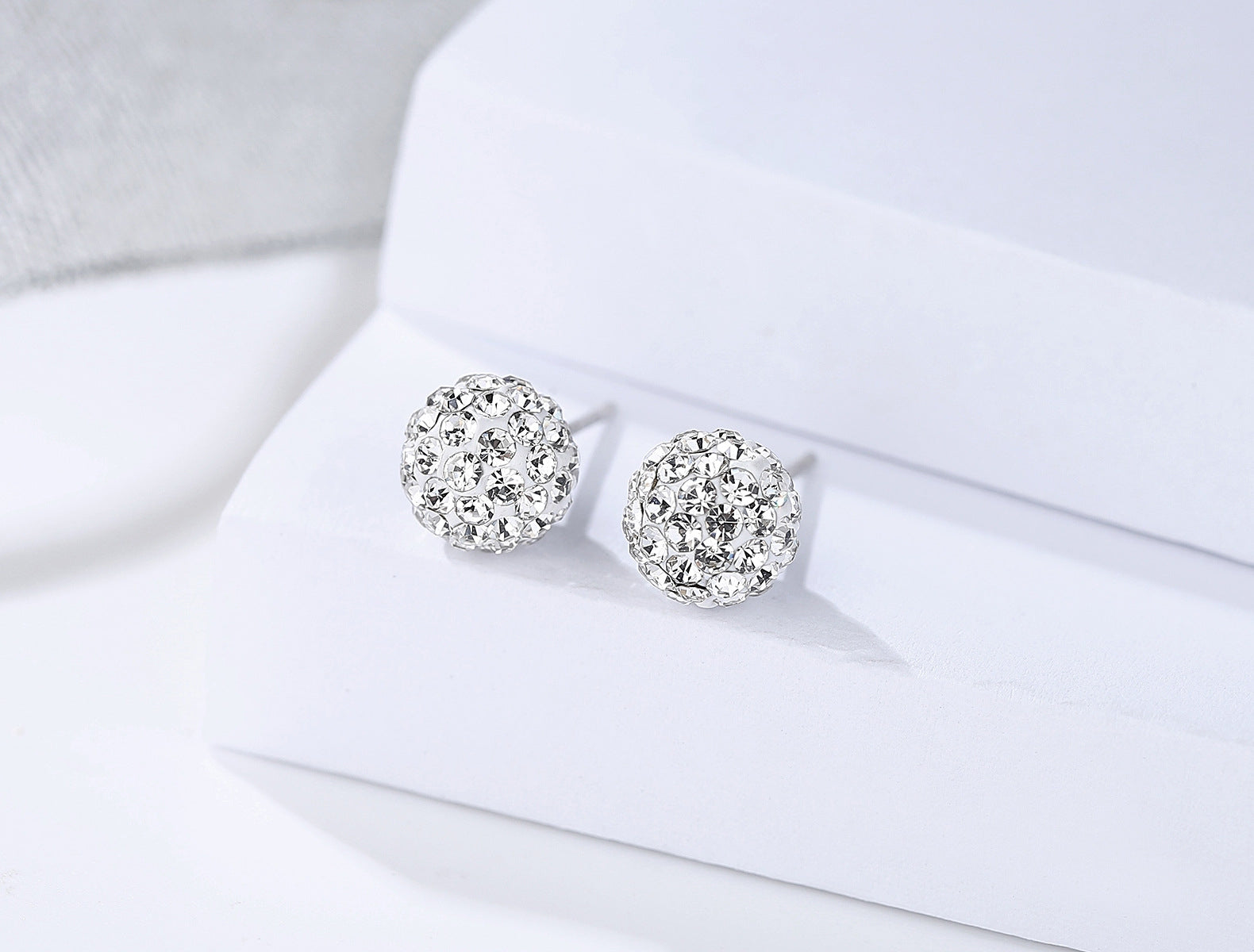 Silver Sparkle Diamante Ball Earring 